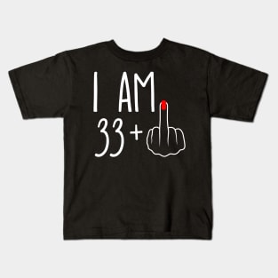 Vintage 34th Birthday I Am 33 Plus 1 Middle Finger Kids T-Shirt